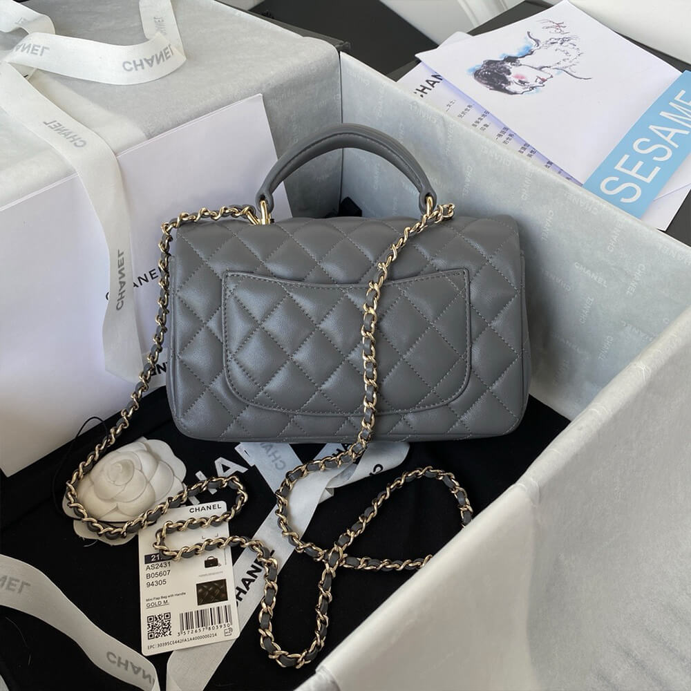 Ch*el mini classic handbag with top handle