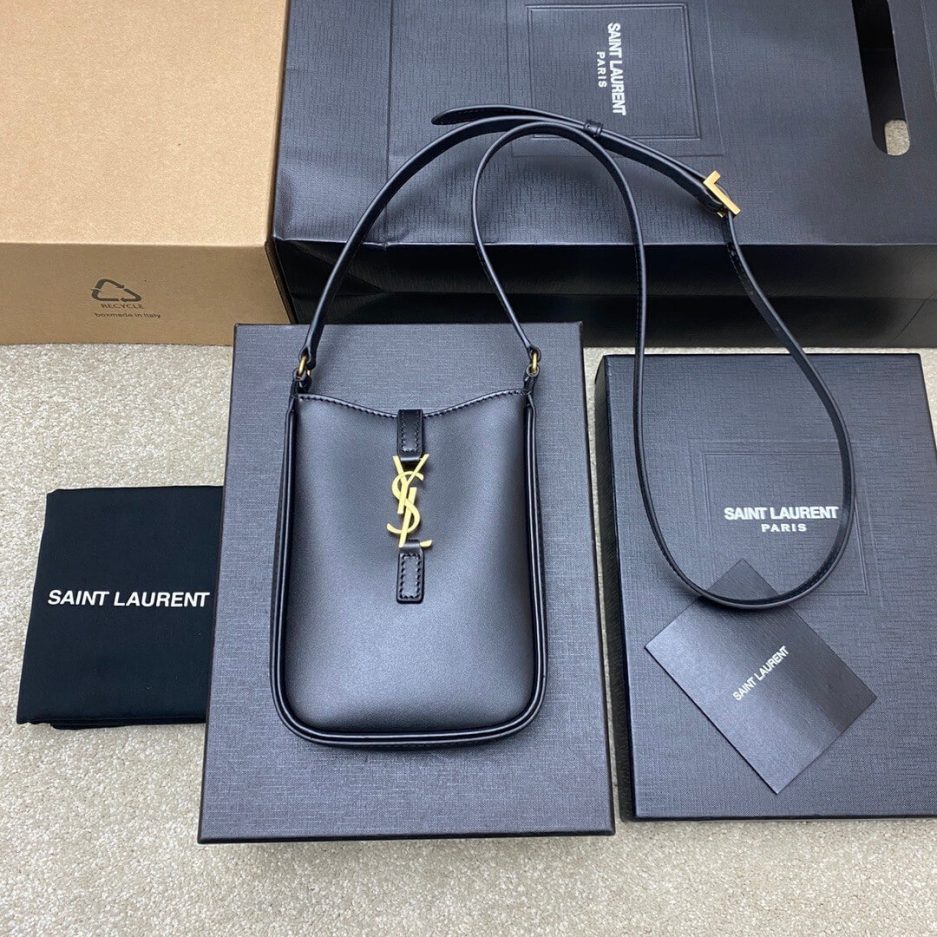YSL Le 5 à 7 mini vertical bag in shiny leather